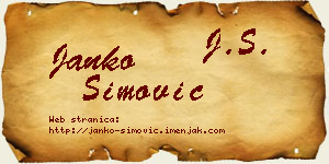 Janko Simović vizit kartica